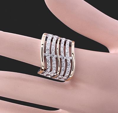 7-ROW WAVY SWAROVSKI CRYSTAL RING-sz 9